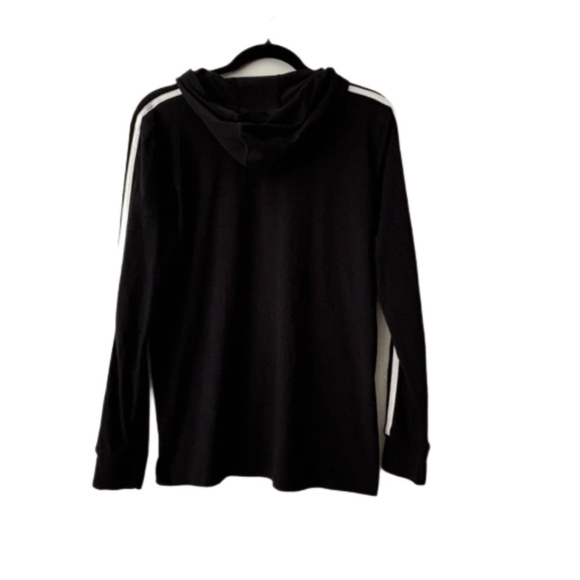 Adidas three stripes black pullover hoodie 100% Cotton size large - Picture 2 of 10